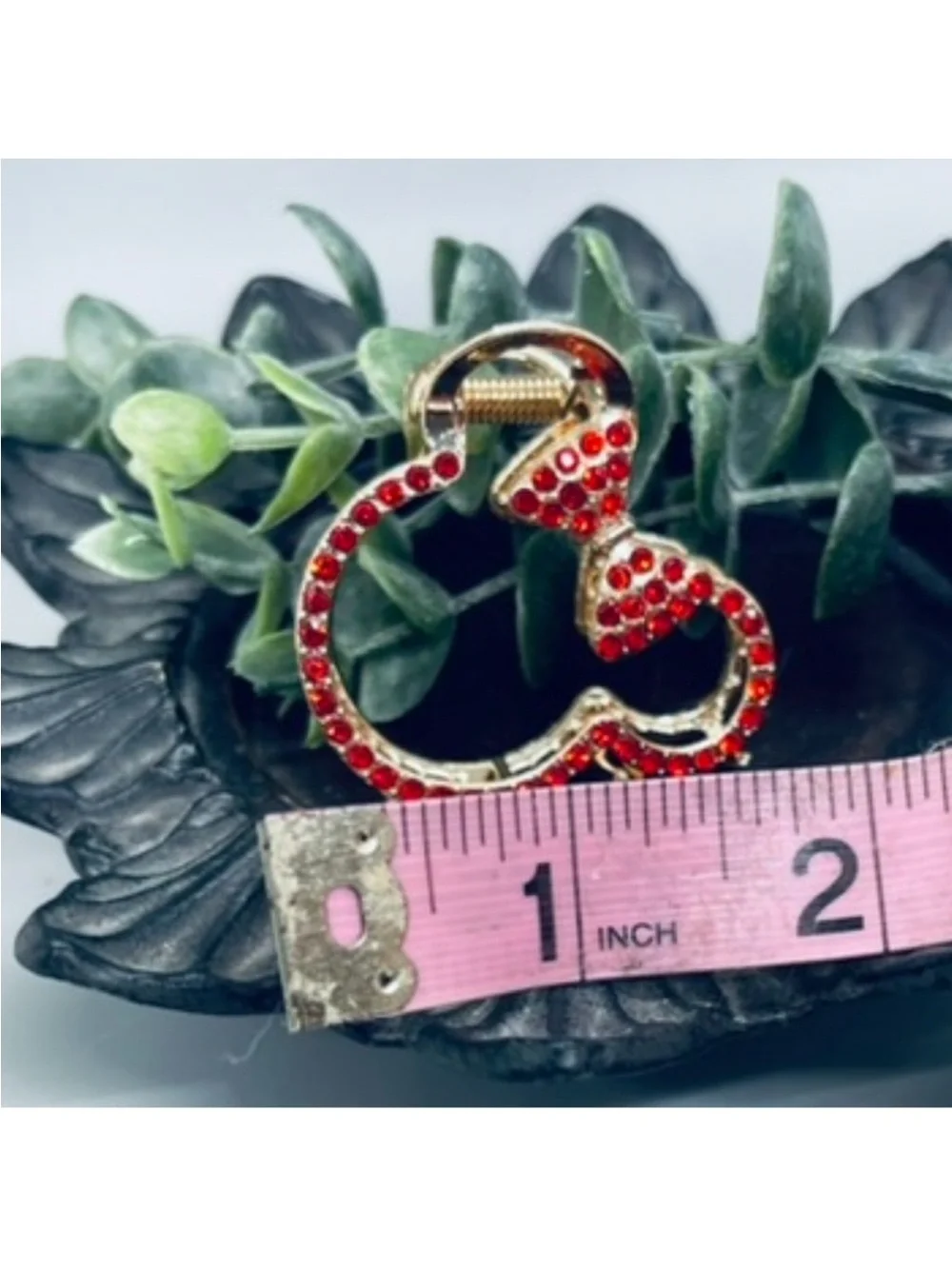 Gold-Tone Red Crystal Minnie Mouse Ring Holder Clip FINAL PRICE DROP